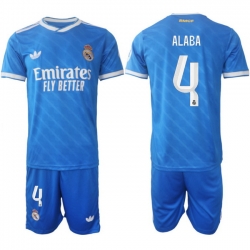Men Real Madrid 2026 Soccer Jerseys Blue #4 ALABA