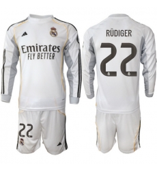 Men Real Madrid 2026 Soccer Jerseys White Long #22 RUDIGER Men Real Madrid 2026 Soccer Jerseys White Long #22 RUDIGER