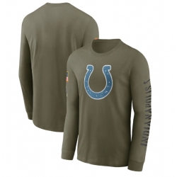 Men Indianapolis Colts Olive 2022 Salute To Service Long Sleeve T Shirt