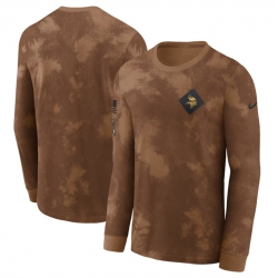 Men Minnesota Vikings Brown 2023 Salute To Service Long Sleeve T Shirt