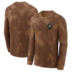 Men Philadelphia Eagles Brown 2023 Salute To Service Long Sleeve T Shirt