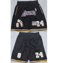 Men Los Angeles Lakers 24 Kobe Bryant Black Shorts   Men Los Angeles Lakers 24 Kobe Bryant Black Shorts