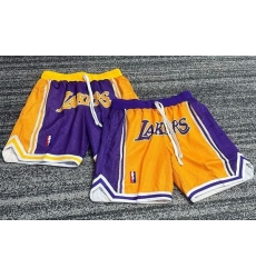 Men Los Angeles Lakers NBA Basketball Shorts Yellow Purple