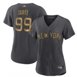 Women New York Yankees 99 Aaron Judge 2022 All Star Charcoal Stitched Baseball Jersey 