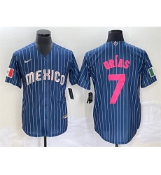 Men Mexico Baseball 7 Julio Ur EDas 2023 Navy World Baseball Classic Stitched Jersey 3