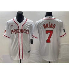 Men Mexico Baseball 7 Julio Ur EDas White 2023 World Baseball Classic Stitched Jersey