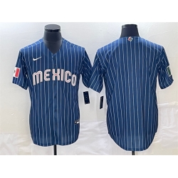 Men Mexico Baseball Blank Navy World Baseball Classic Stitched Jersey