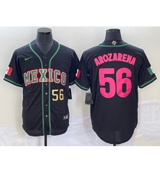 Men's Mexico Baseball #56 Randy Arozarena Number 2023 Black Pink World Classic Stitched Jersey5