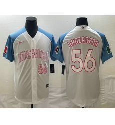 Men's Mexico Baseball #56 Randy Arozarena Number 2023 White Blue World Classic Stitched Jersey2