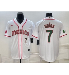 Men's Mexico Baseball #7 Julio Urias 2023 White World Baseball Classic Stitched Jerseys 4