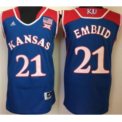 Mens Ncaa Nba Kansas Jayhawks #21 Embiid Blue Jersey