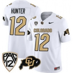 Colorado Buffaloes #12 Travis Hunter White 2023 Fuse Stitched Football Jersey