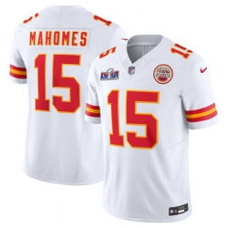 Men Kansas City Chiefs 15 Patrick Mahomes White 2023 F U S E  Vapor Untouchable Limited Stitched 2024 Super Bowl LVIII Jersey