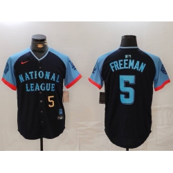 Men National League 5 Freddie Freeman Navy 2024 All Star Limited Stitched Baseball Jersey 1