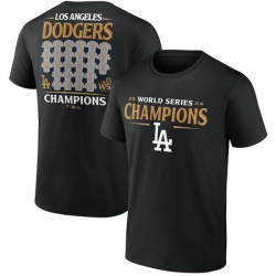 Men Los Angeles Dodgers Black 2024 World Series Champions Jersey Roster T Shirt