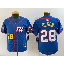 Youth National League 28 Matt Olson Blue 2025 All Star Edition Limited Stitched Baseball Jersey Youth National League 28 Matt Olson Blue 2025 All Star Edition Limited Stitched Baseball Jersey