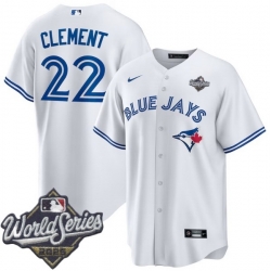 Men Toronto Blue Jays 22 Ernie Clement White Home Cool Base Stitched Baseball Jersey Men Toronto Blue Jays 22 Ernie Clement White Home Cool Base Stitched Baseball Jersey