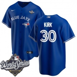 Men Toronto Blue Jays 30 Alejandro Kirk Royal Cool Base Stitched Jersey Men Toronto Blue Jays 30 Alejandro Kirk Royal Cool Base Stitched Jersey
