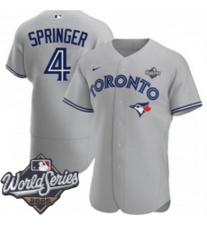 Men Toronto Blue Jays 4 George Springer Grey Flex Base Stitched Jerse Men Toronto Blue Jays 4 George Springer Grey Flex Base Stitched Jerse
