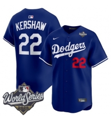 Men Los Angeles Dodgers 22 Clayton Kershaw 2025 World Series Cool Base Stitched Baseball Jersey Blue Men Los Angeles Dodgers 22 Clayton Kershaw 2025 World Series Cool Base Stitched Baseball Jersey Blue