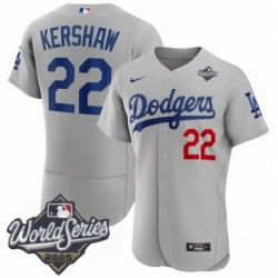 Men Los Angeles Dodgers 22 Clayton Kershaw 2025 World Series Cool Base Stitched Baseball Jersey Gray Men Los Angeles Dodgers 22 Clayton Kershaw 2025 World Series Cool Base Stitched Baseball Jersey Gray