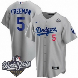 Men Los Angeles Dodgers 5 Freddie Freeman 2025 World Series Cool Base Stitched Baseball Jersey Gray Men Los Angeles Dodgers 5 Freddie Freeman 2025 World Series Cool Base Stitched Baseball Jersey Gray