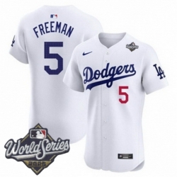 Men Los Angeles Dodgers 5 Freddie Freeman 2025 World Series Cool Base Stitched Baseball Jersey White Men Los Angeles Dodgers 5 Freddie Freeman 2025 World Series Cool Base Stitched Baseball Jersey White