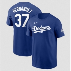Men Los Angeles Dodgers 37 Teoscar Hernandez Royal 2025 World Series Champions Name  26 Number T Shirt