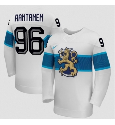 Men Finland Hockey 96 Mikko Rantanen White 2026 Away Stitched Jersey Men Finland Hockey 96 Mikko Rantanen White 2026 Away Stitched Jersey