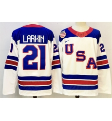 Men USA 21 Dylan Larkin White 2025 2026 Stitched Jersey