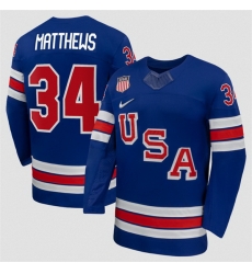 Men USA 34 Auston Matthews Royal 2026 Stitched Jersey Men USA 34 Auston Matthews Royal 2026 Stitched Jersey