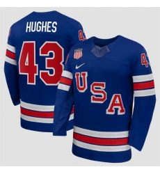 Men USA 43 Quinn Hughes Royal 2026 Stitched Jersey Men USA 43 Quinn Hughes Royal 2026 Stitched Jersey