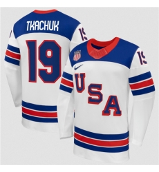 Men's USA #19 Matthew Tkachuk White 2026 Stitched Jersey Men's USA #19 Matthew Tkachuk White 2026 Stitched Jersey