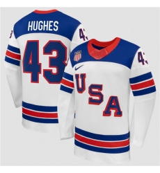 Men's USA #43 Quinn Hughes White 2026 Stitched Jersey Men's USA #43 Quinn Hughes White 2026 Stitched Jersey
