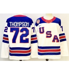 Men's USA #72 Tage Thompson White 2026 Stitched Jersey Men's USA #72 Tage Thompson White 2026 Stitched Jersey