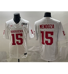 Men Indiana Hoosiers 15 Fernando Mendoza White F U S E  2026 Patch Stitched Football Jersey
