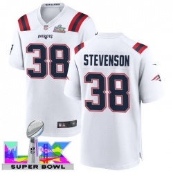Men Women youth New England Patriots #38 Rhamondre Stevenson 2025 2026 Super Bowl LX F U S E Stitched NFL Jersey White