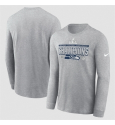 Men Seattle Seahawks Heather Gray 2025 NFC Champions Locker Room Trophy Collection Long Sleeve T Shirt