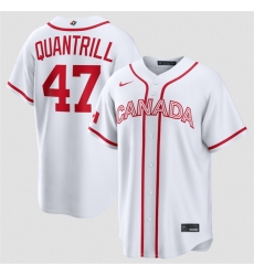 Men Canada Baseball  47 Cal Quantrill White 2026 World Baseball Classic Home Stadium Stitched Jersey