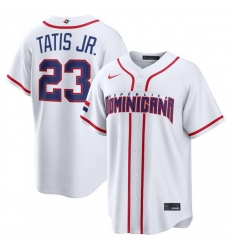 Men Dominican Republic Baseball Fernando Tatis Jr White 2026 World Baseball Classic Home Stadium Stitched Jersey Men Dominican Republic Baseball Fernando Tatis Jr White 2026 World Baseball Classic Home Stadium Stitched Jersey