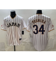 Men Japan Baseball  34 Masataka Yoshida White 2026 World Baseball Classic Home Stadium Stitched Jersey