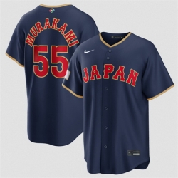 Men Japan Baseball  55 Munetaka Murakami Navy 2026 World Baseball Classic Road Stadium Stitched Jersey