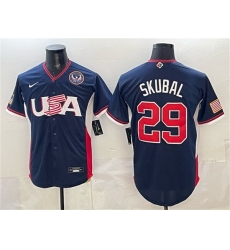 Men USA Baseball  29 Tarik Skubal Navy 2026 World Baseball Classic United States 250th Anniversary Patch Road Stadium Stitched Jersey