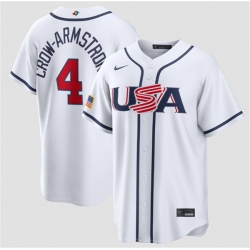 Men USA Baseball  4 Pete Crow Armstrong White 2026 World Baseball Classic Home Stadium Stitched Jersey