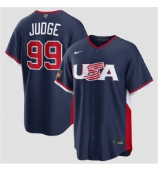 Men USA Baseball  99 Aaron Judge Navy 2026 World Baseball Classic Road Stadium Stitched Jersey